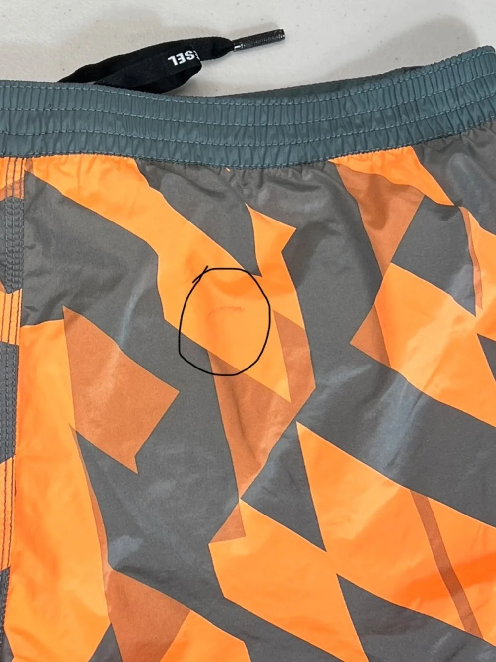 Diesel Beachwear Orange Gray Abstract Swim Trunks Shorts Mesh Lined Size Medium - Picture 7 of 9